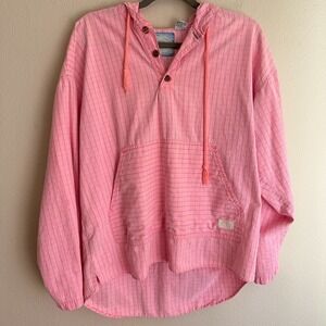 Vintage PCH Pacific Coast Highway Hoodie Large Pink Striped Pullover 80s 90s